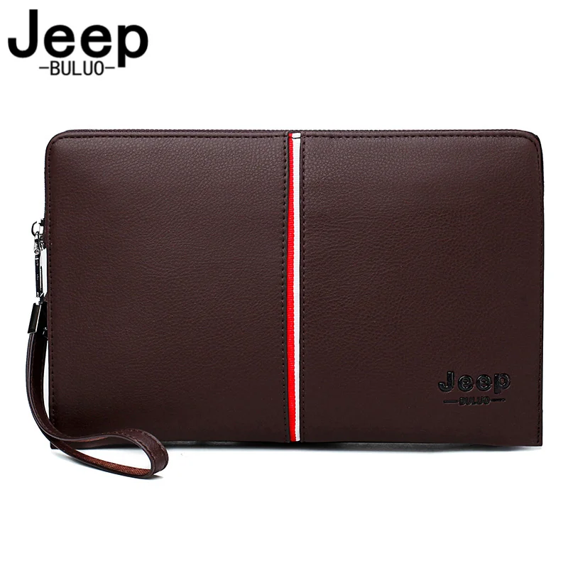 

JEEP BULUO Business Casual Handbag Brand Luxury Men's Clutches Bags For Phone High Quality Spilt Leather Wallet Large Capacity