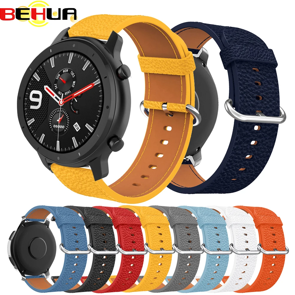22 мм полосы для Huami Amazfit GTR 47 мм ремешок для часов кожаные умные часы браслет для huawei Часы GT/Honor magic band
