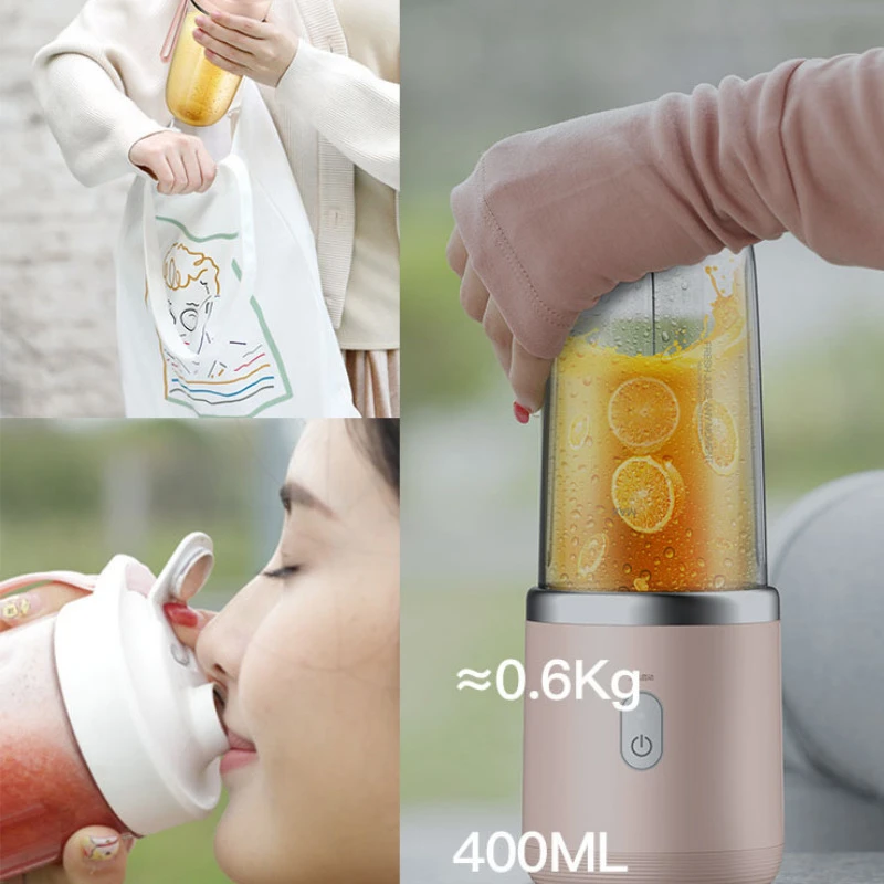 

Portable Blender 400ml Mini Electric Fruit Juicer USB Charging Lemon Orange Fruit Juicing Cup Smoothie Blender Machine