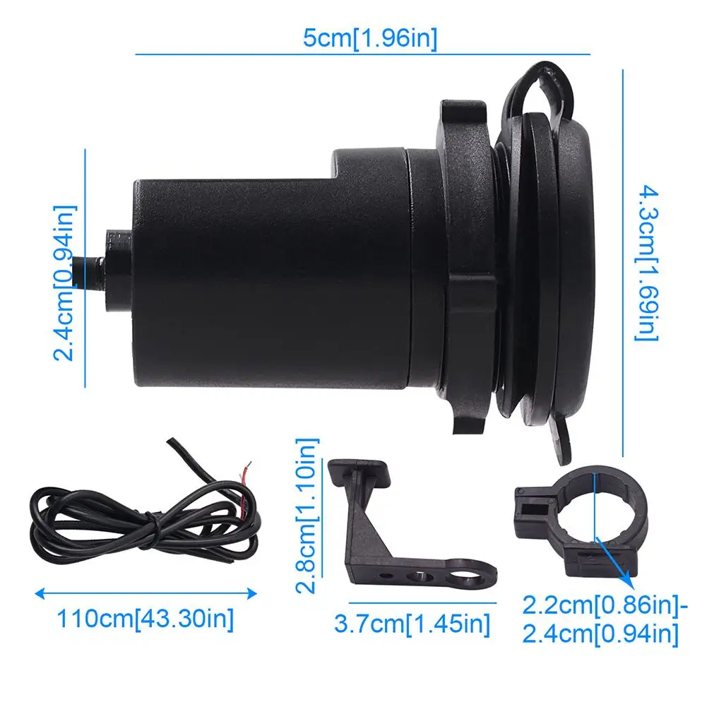 

Motorcycle Waterproof DC 9-24V Mobile Phone Power Supply USB Port Socket Charger