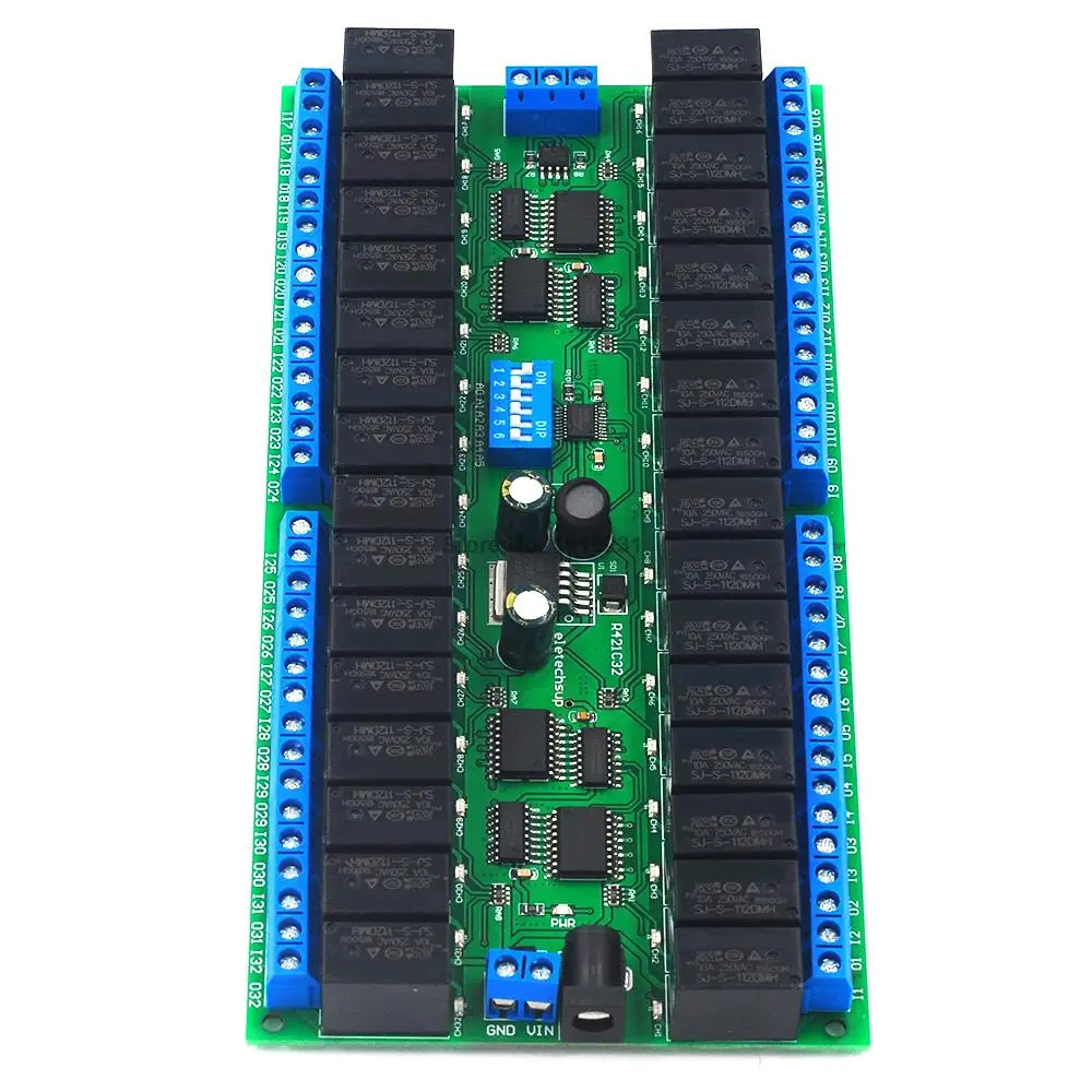 12В 32 канальное реле RS485 протокол Modbus RTU последовательный пульт дистанционного
