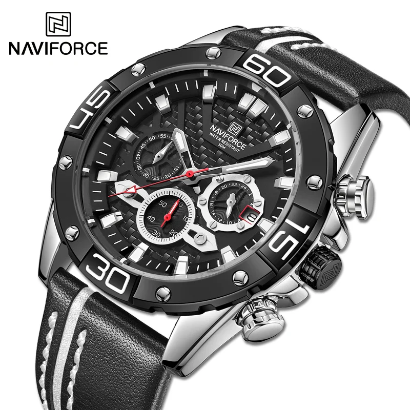 

NAVIFORCE Watches For Men Military Sports Clock With 3 Small Dials Quartz Analog Calendar Shock Resistant Men's Creative Watches