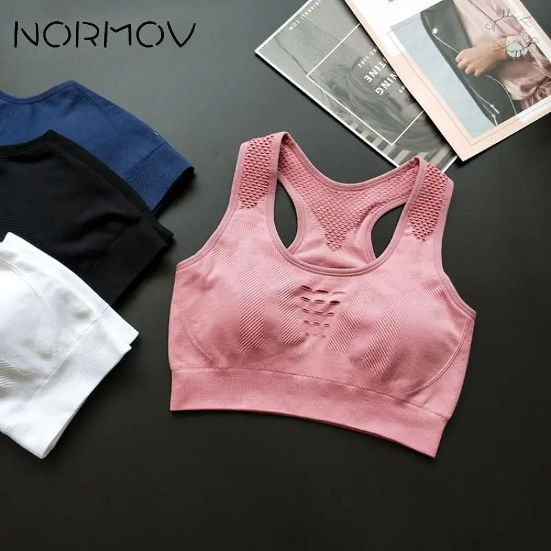 Спортивный бюстгальтер NORMOV топ для фитнеса женские кроп топы бега розовый