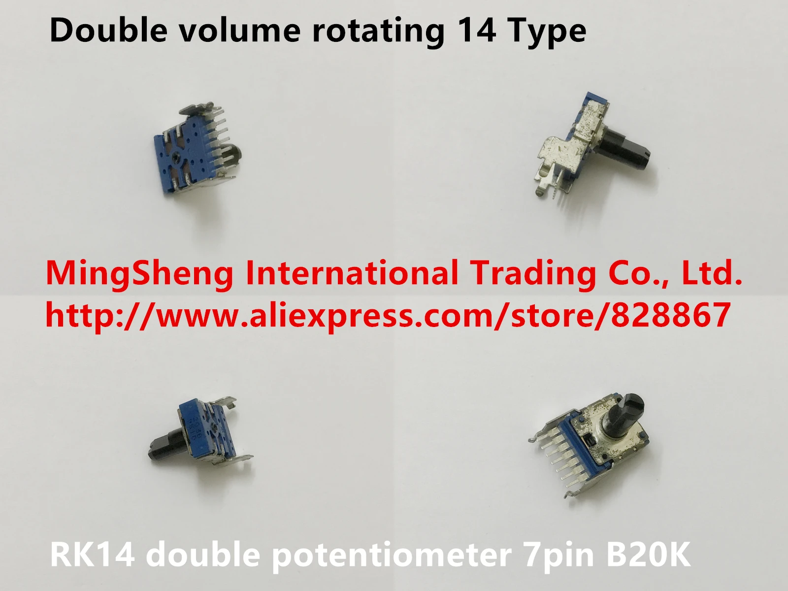 

Original new 100% double volume rotating 14 Type potentiometer RK14 double potentiometer 7pin B20K (SWITCH)