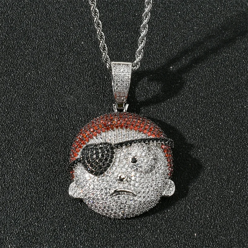 

New European and American anime protagonist Morty head micro-inlaid zircon hip hop accessories