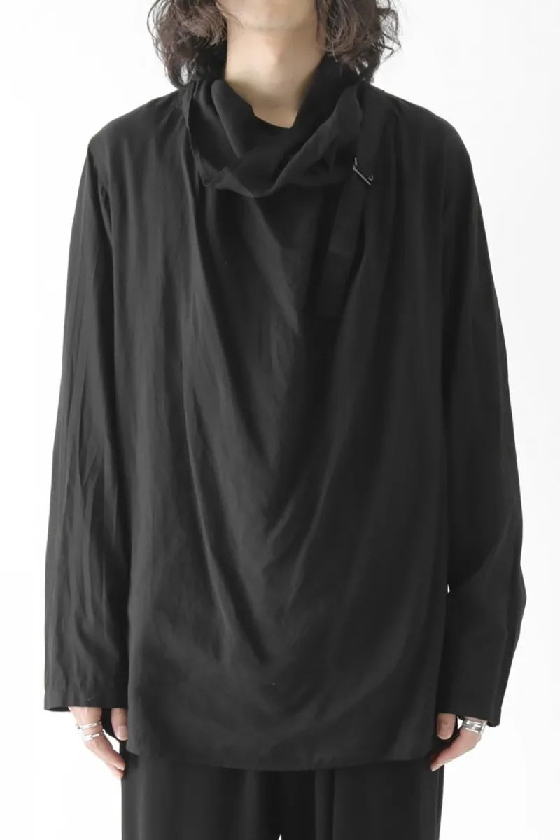 Новая мужская Повседневная рубашка с высоким воротником и длинным рукавом |