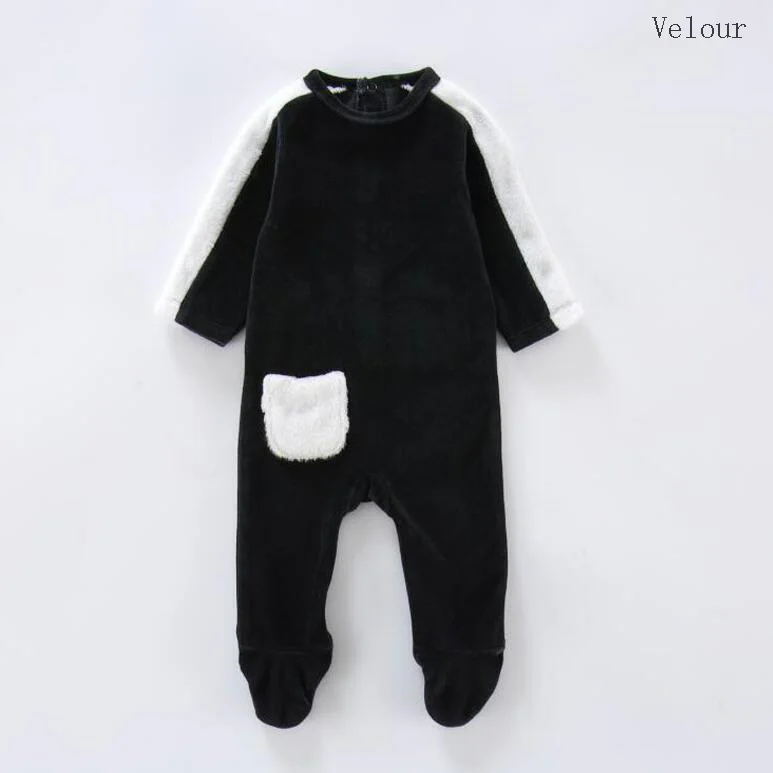 black with white fur Боди для малышей; пижамы; детская одежда с длинными рукавами; одежда для детей; комбинезоны для новорожденных; Одежда для мальчиков и девочек; Детский комбинезон - Цвет: black with white fur
