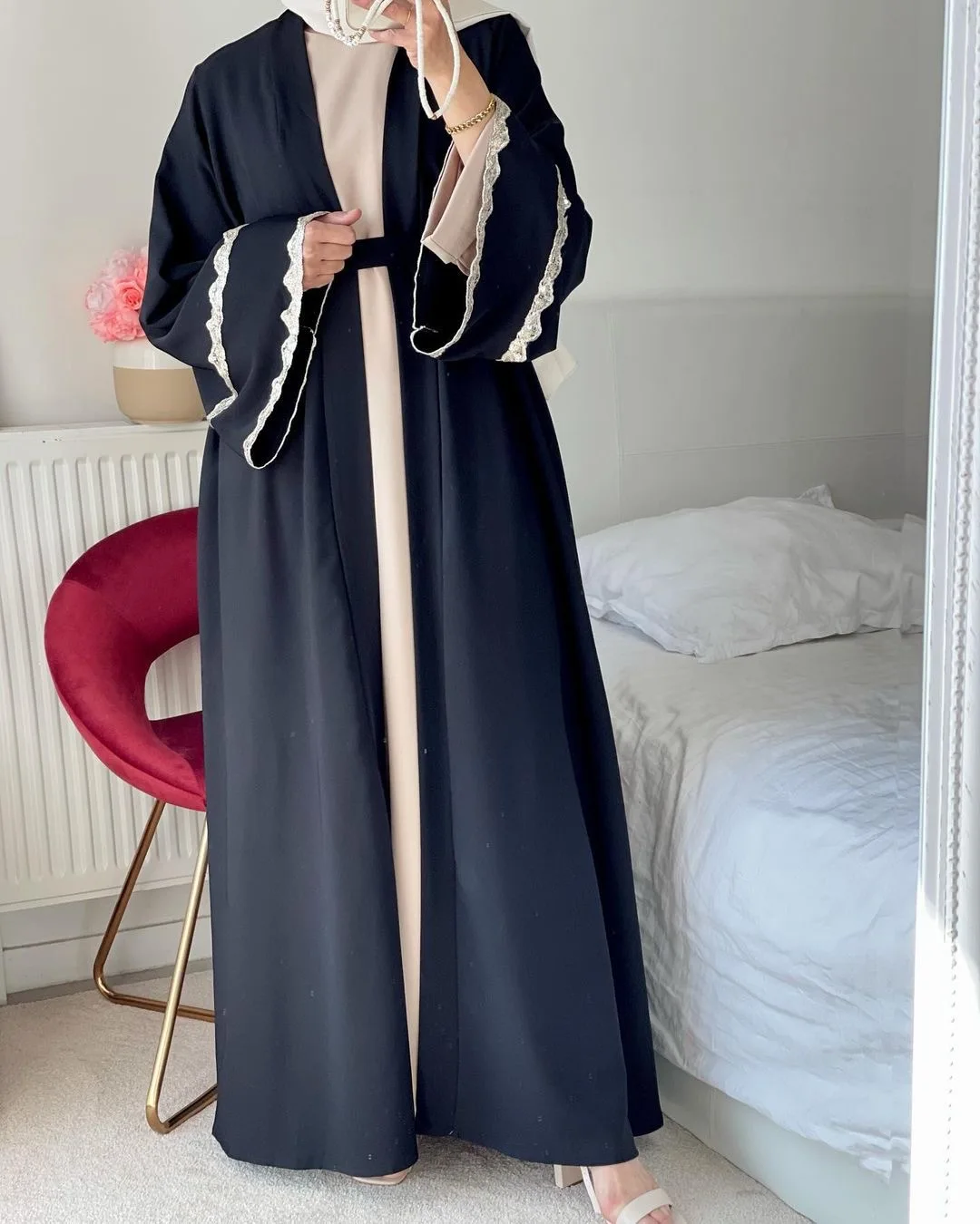 Рамадан открытая Абая Дубай, Турция мусульманский хиджаб платье Кружева Абая для женщин ислам европейская одежда кафтан халат Musulmans