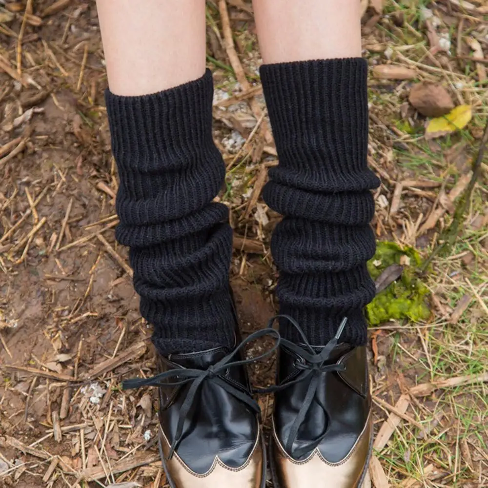 Гетры женские трикотажные теплые гетры до колена с лямками вязаные носки для