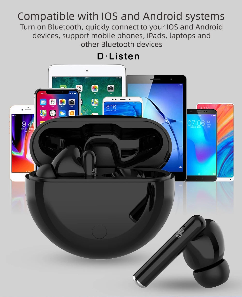 

TWS Bluetooth 5.0 Wireless Headphones T12 Noise Reduction HiFi Call Earphones Touch Control Siri Sports Earbuds Charge For phone