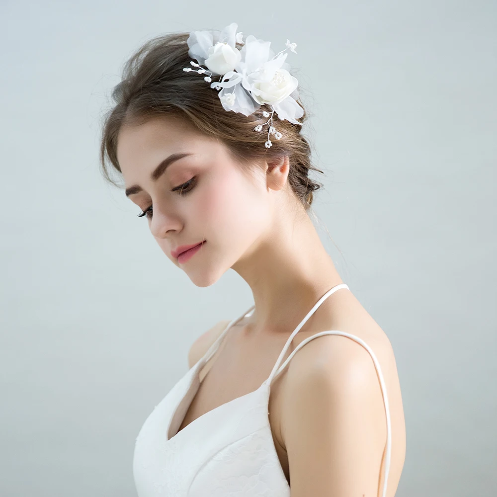 Очаровательные пряжа цветок заколки имитация жемчуга модные белые бабочки для