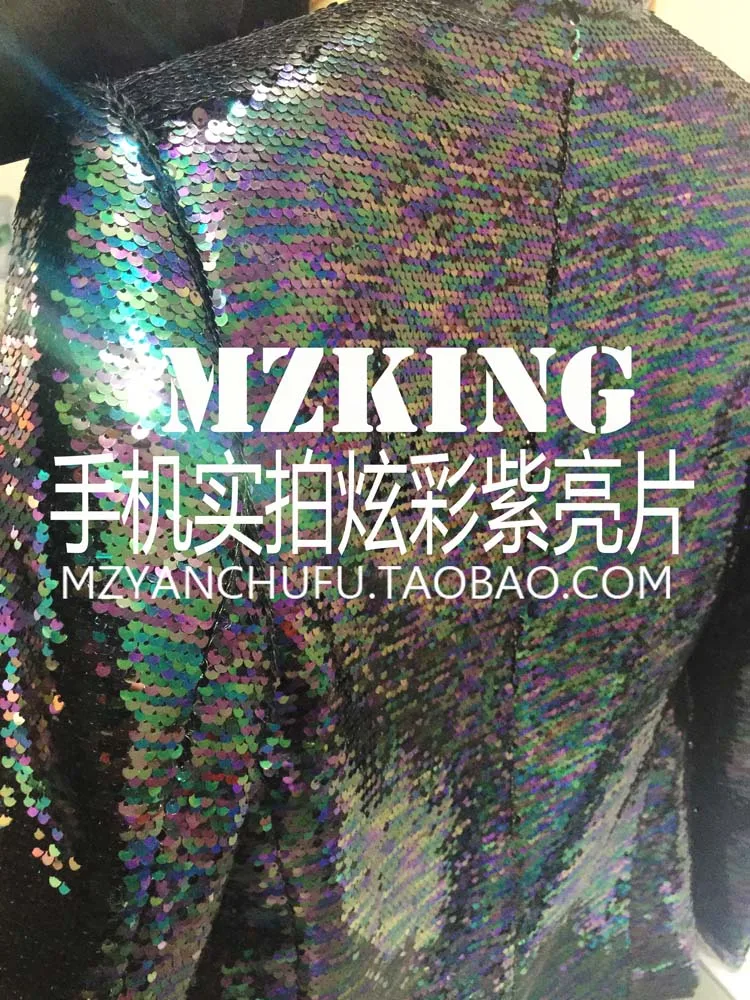 

2020 Men Designs Stage Costumes For Sequin Blazer Dance Clothes Star Style Punk Colorful purple and green sequined slim Coat