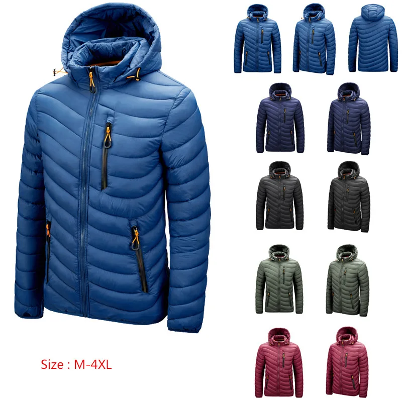 

Winter Men's Hooded Jacket With Removable Hood Zipper Cardigan Soft Parkas Male Fashion Casual High Quality Windbreaker Coat