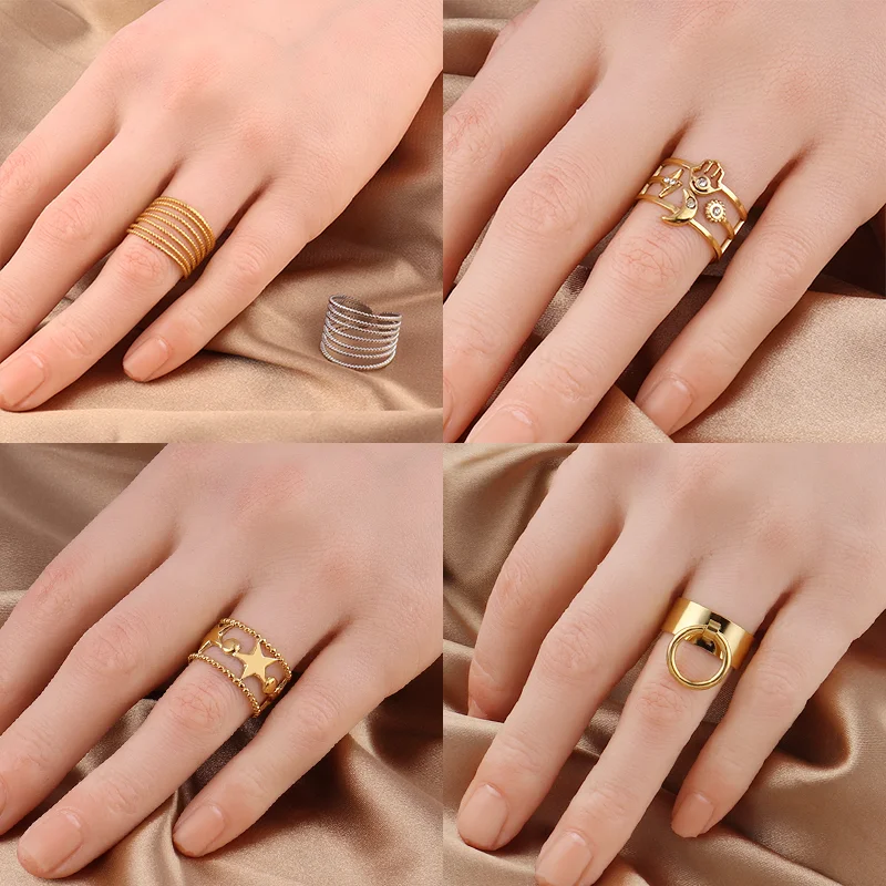 Кольца из нержавеющей стали для женщин преувеличенные кольца в ретро стиле с