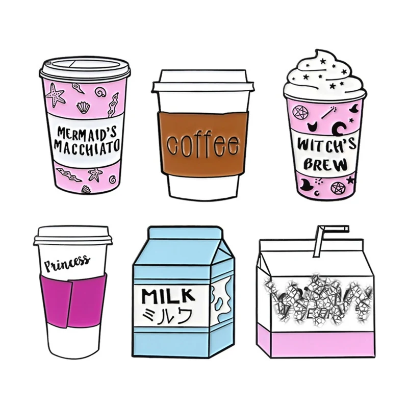 Мультфильм Кофе Молоко Эмаль Булавка ведьма's Brew значок Принцесса броши-Значки