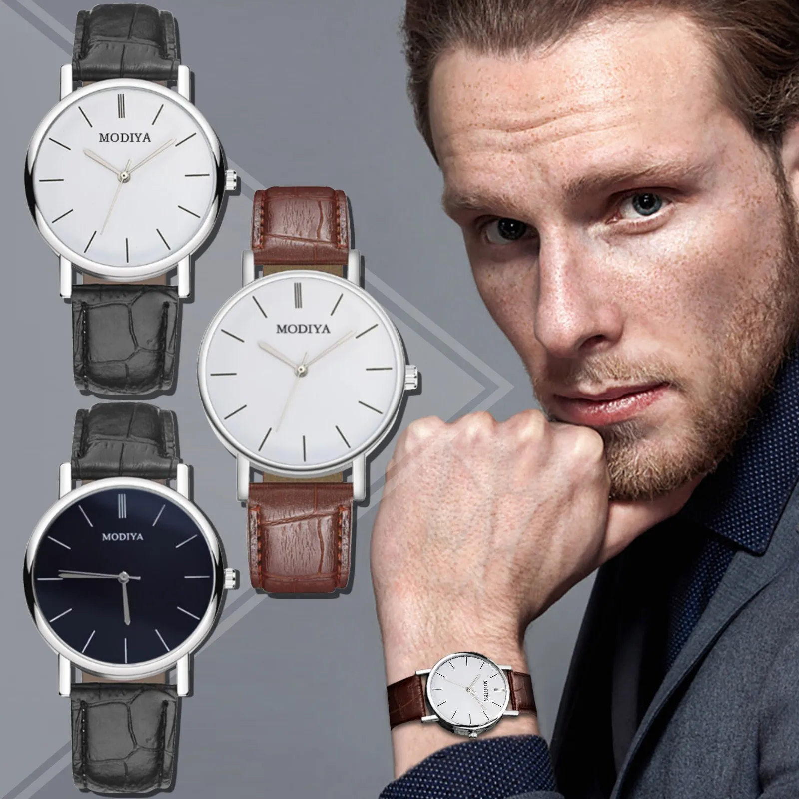 

2021 Hot Casual Round Wristwatch Men And Women For Gift Wristwatch Couple Fashion Exquisite Leather Quartz Watches Reloj Hombre
