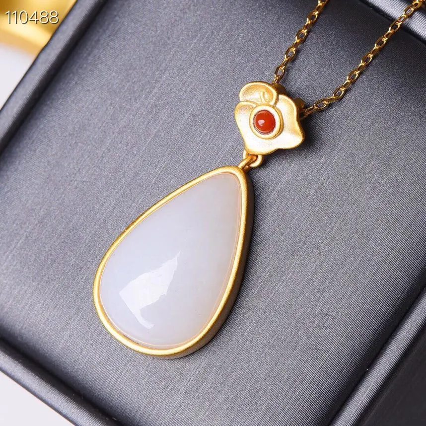 Женское винтажное ожерелье из серебра 925 пробы с нефритом