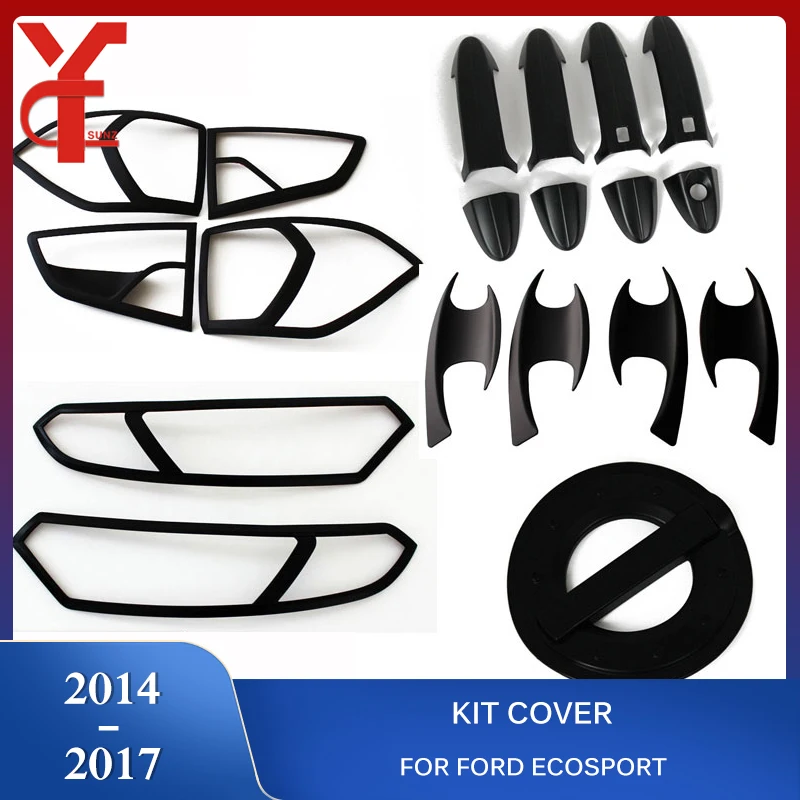 

Chrome Black fuel kit cover head light Tail Light Trim door handle cover tank parts For FORD ECOSPORT 2014 2015 2016 2017