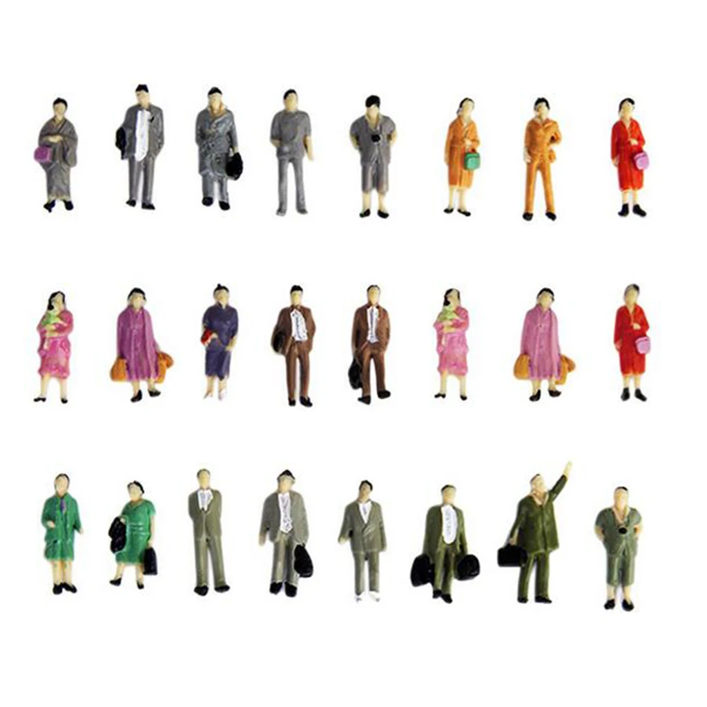 

50 PCS Plastic 1:87 Railway People Figurines Standing Model People Figurine Set DIY Scene Accessories Gifts for Kids