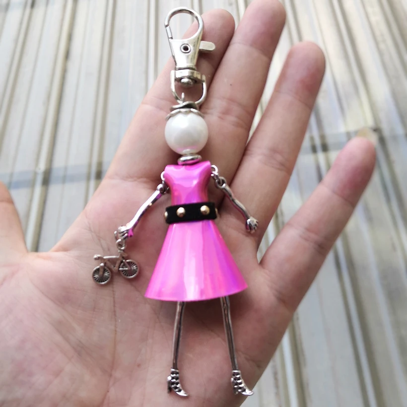 YLWHJJ brand 2019 new women cute doll car keychain Rose red silvers dress handmade key chain fashion statement girls jewelry | Украшения и