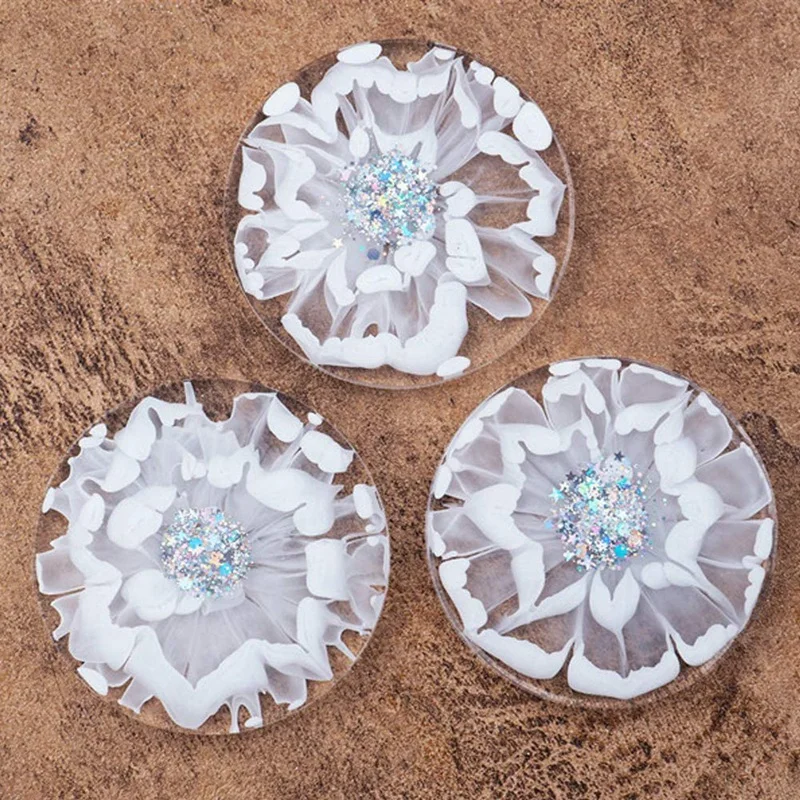 

4Pcs Drink Coasters with 2Pcs Holder Resin Mold Round Coaster Set Silicone Mould DIY Resin Kit for Epoxy Resin Mould