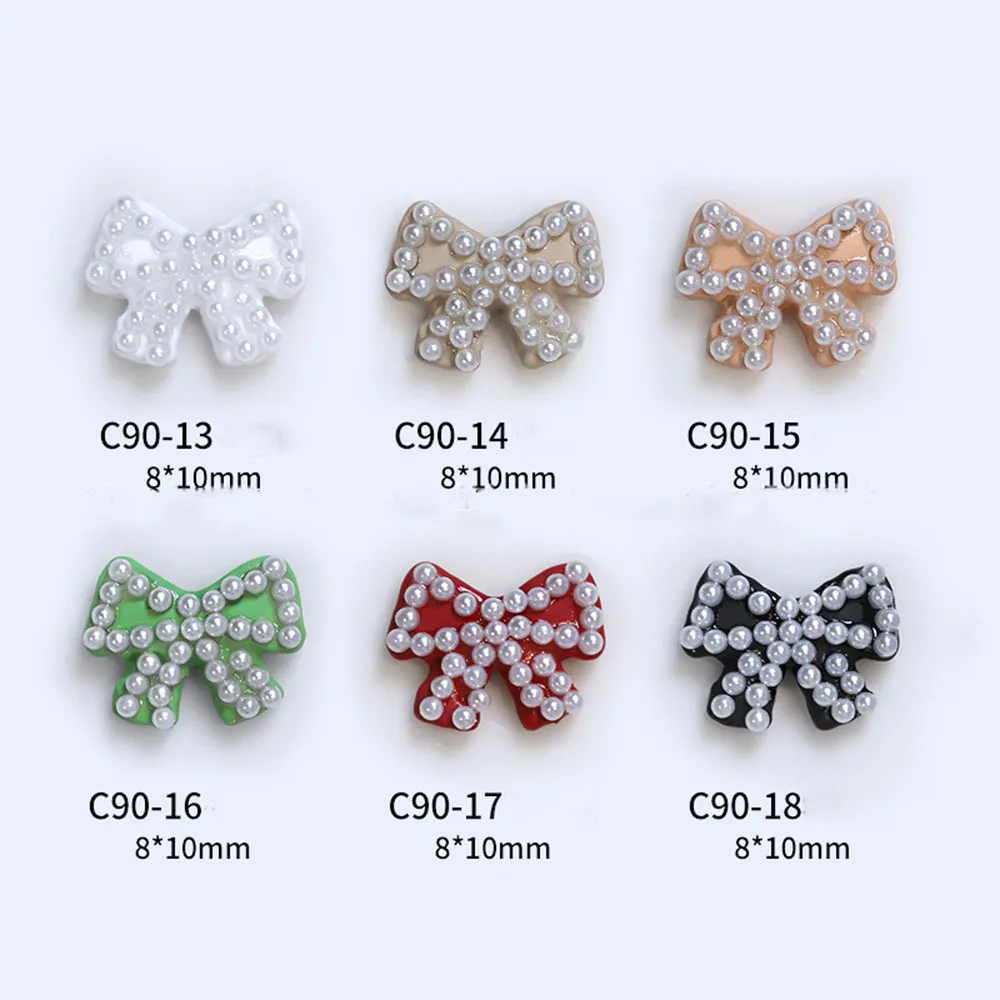 

Temperament Fairy Pearl Bow Elegant Nail Decoration DIY Exquisite Inlaid Pearl Candy Color Nail Art Jewelry Accessories