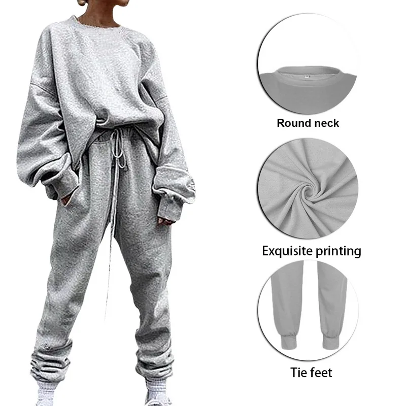 

Two Piece Set Women Outfits Spring Autumn 2021 Tracksuit Oversized Pullover Pants Sport Suit Winter Woman Set Sexy Tracksuit