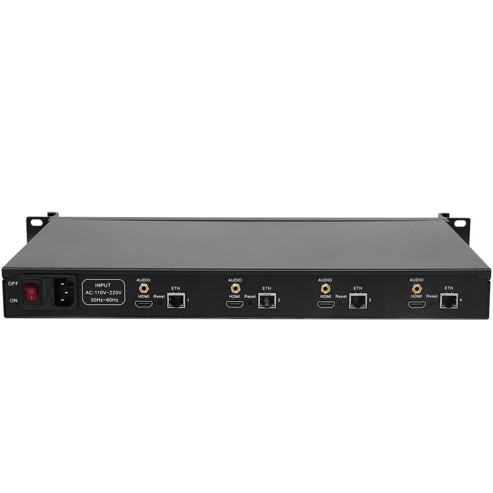 1U стойка 4 канала HEVC H.265 H.264 HD HDMI IP потоковая передача видео передатчик датчик IPTV
