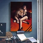 Пикантные Для женщин и жесткой плакат со львом зверь и горячие девушки холст картина Настенный декор для Гостиная