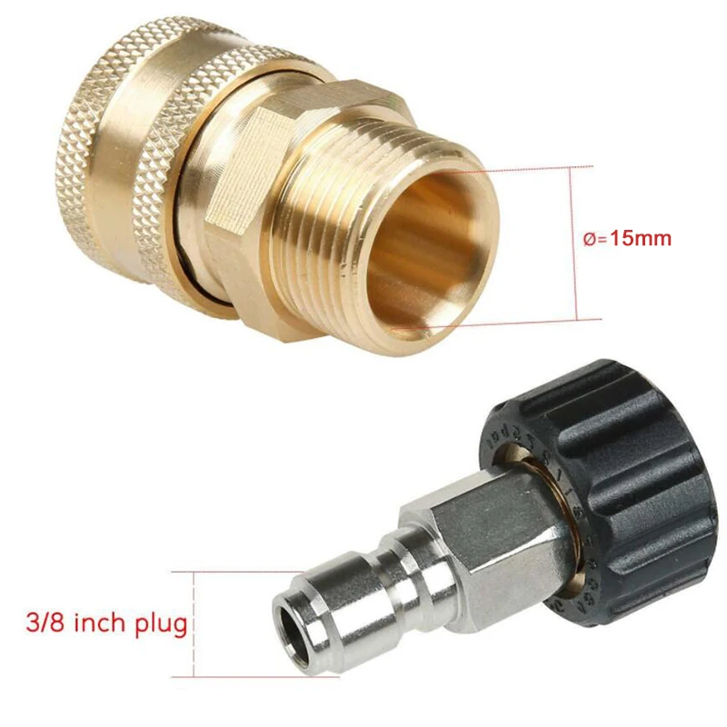 

Kit Pressure Washer Adapter 15mm Couplers Hose Connector Washing Tools