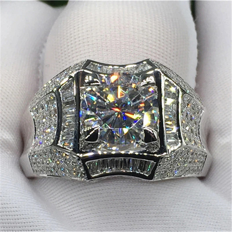 Мужское кольцо с бриллиантом Anillo Esmaltado Золотое из серебра 925 пробы 3 каратами 14 к