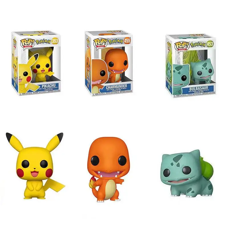 PVC 3 "Funko Pop Pok&eacute;mon Anime figura Pikachu Bulbasaur Squirtle Charmander juguetes de modelos de colecci&oacute;n decoraci&oacute;n Kawaii mu&ntilde;eca regalo-0