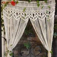 beige curtains string cotton line curtain bohemian wave macrame window blind valance room divider door home decorations cortinas