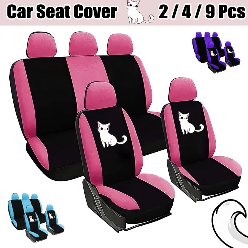 

Cute Cat Printed High Quality Universal Seat Covers for Car Front/Full Car Seat Cover 2/4/9PCS Car Seat Protection Covers