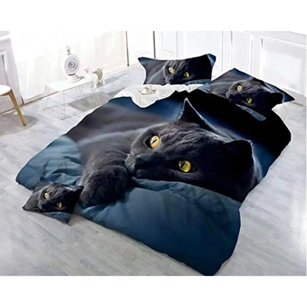 

51 2Pcs/3Pcs 3D Cat Printing Bedclothes Quilt Cover Pillow Case Bedding Decor Winter Comfortable Bedding Sets