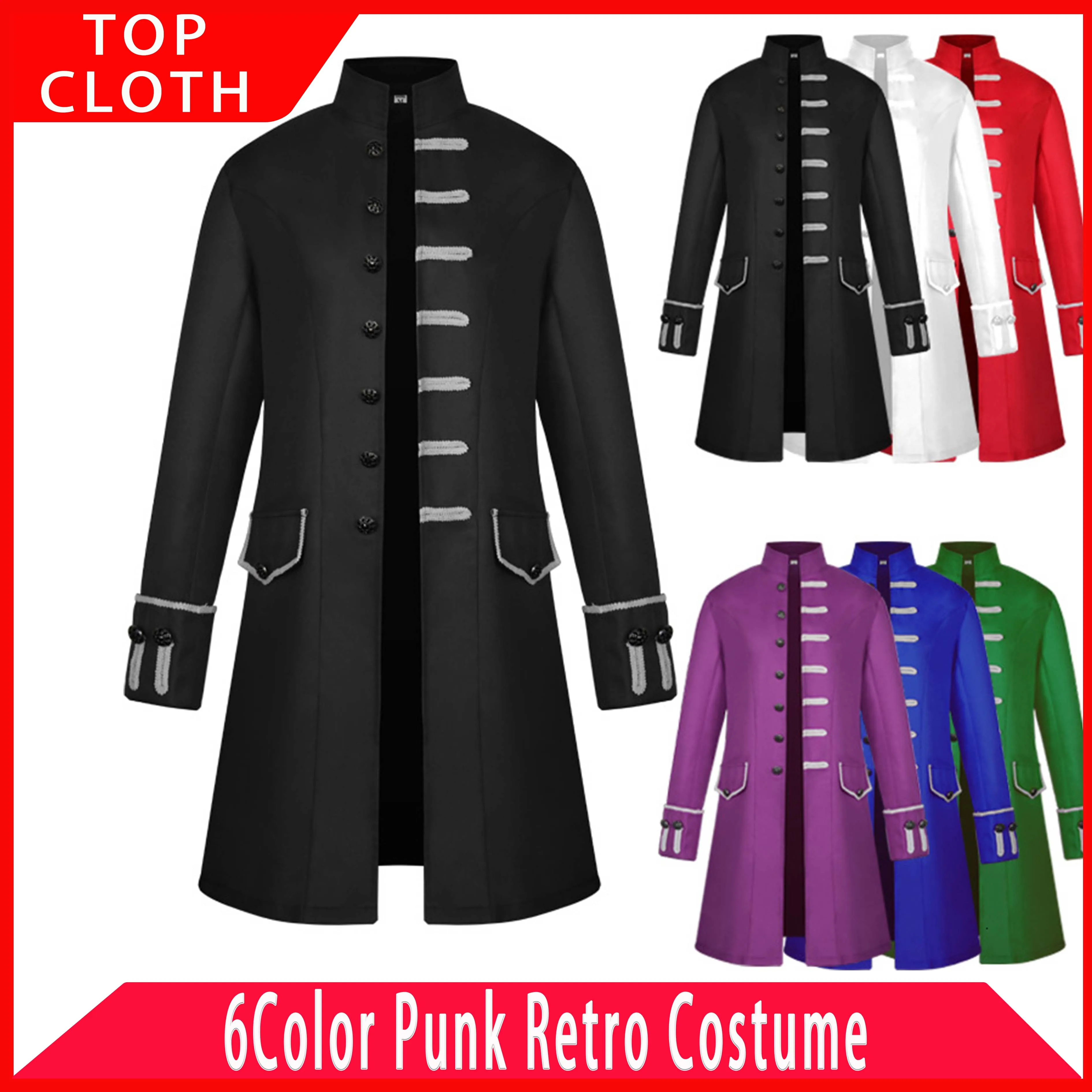 

Medieval Halloween Carnival Men Knight Prince Punk Retro Jackets Renaissance Gothic Coats Noble Retro Vestidos Party Cosplay Set