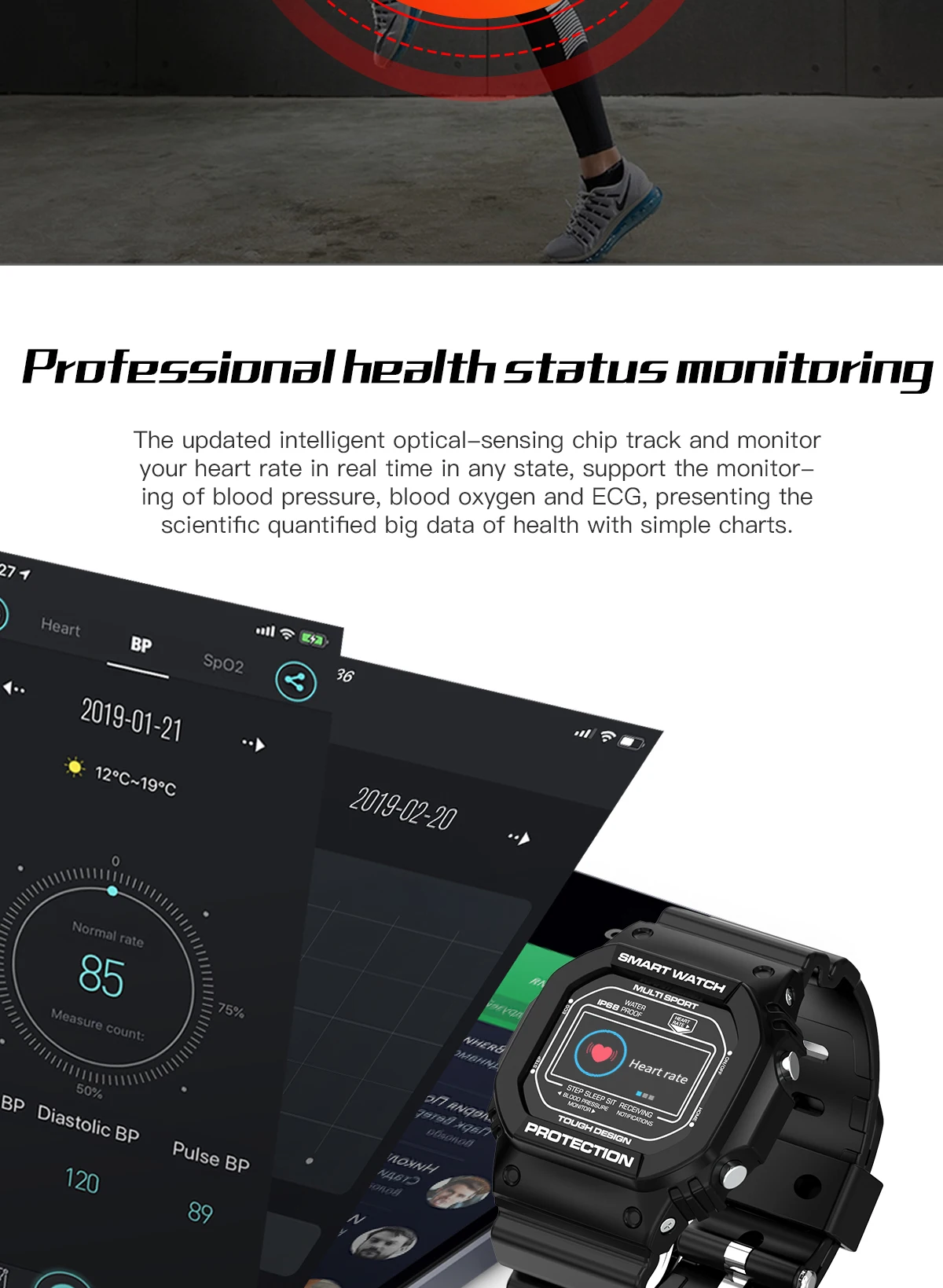 696X12 Смарт-часы унисекс стиль сна сердечный ритм Мониторинг Артериального Давления ЭКГ+ PPG несколько спортивных режимов ip68водонепроницаемый браслет