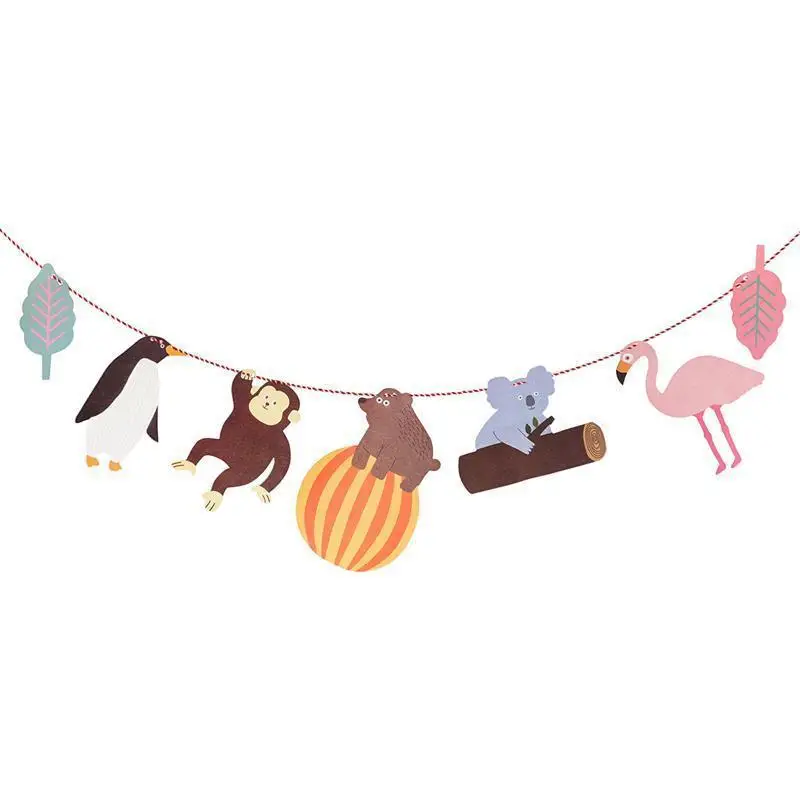 

Tropical rainforest animal pull flag kindergarten decoration pendant classroom environment layout birthday pull flag