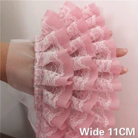 11cm luxury three layers 3d pleated chiffon lace ruffle trim ribbon for curtains skirts clothing splicing sewing fringe decor