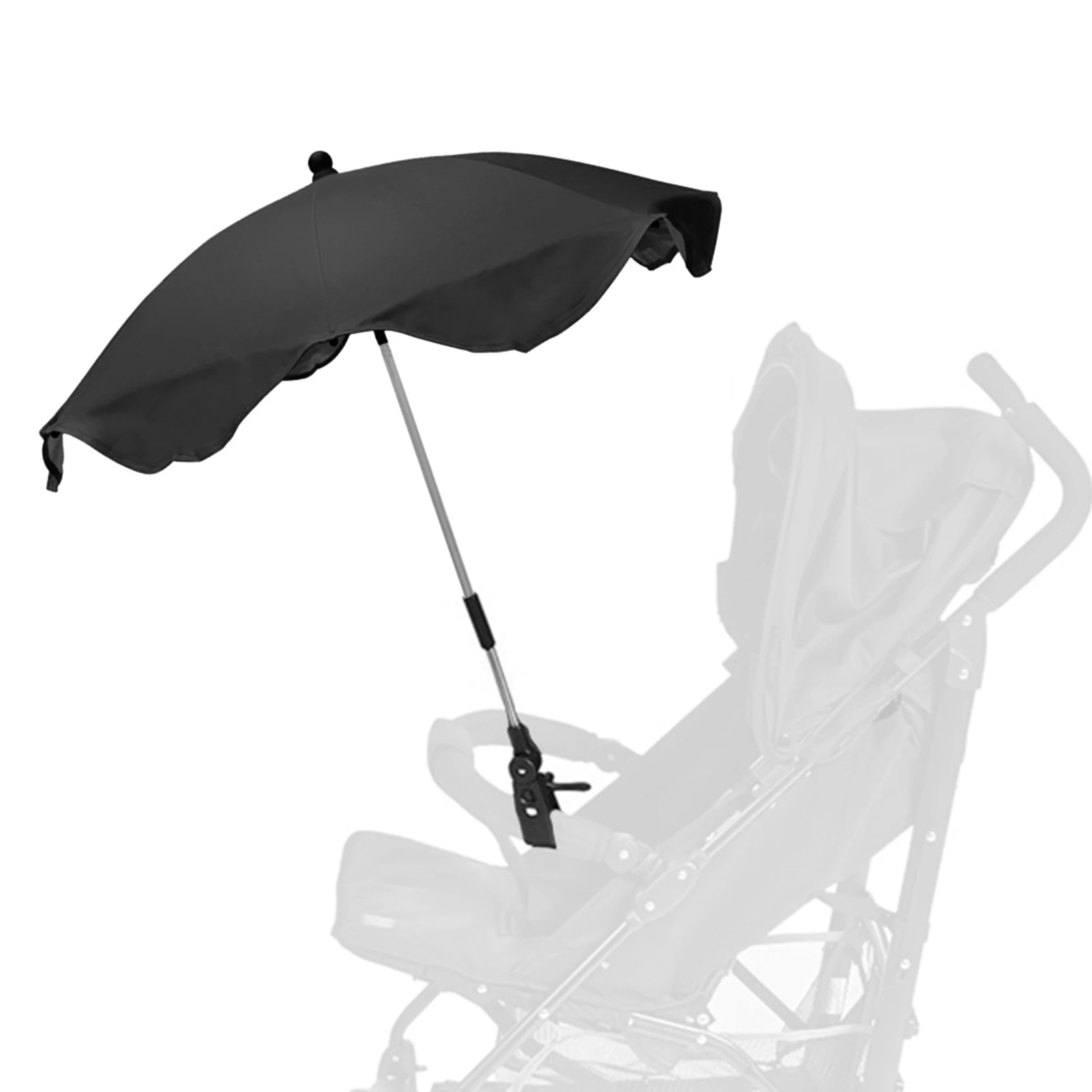 

Sunshade Umbrella UV Rays Protection Parasol Rain Canopy Cover Clamp-On Shade Umbrella for Baby Stroller