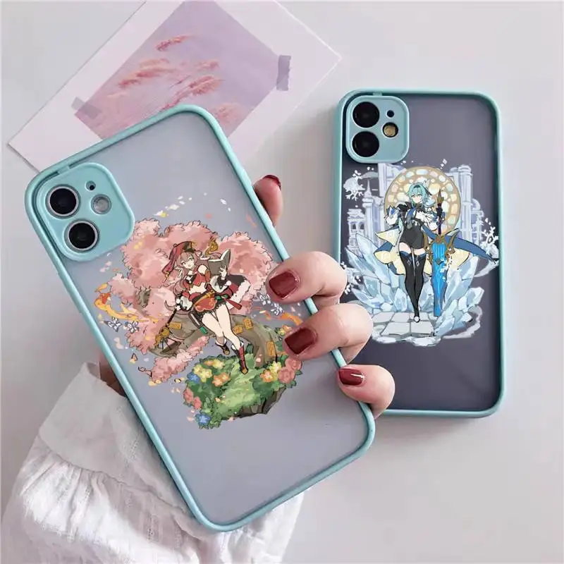 

Genshin Impacts Game COOL Phone Case For iphone 13 12 11 xr xs x 7 8 pro max Light blue Soft TPU Silicone Clear Case Cover
