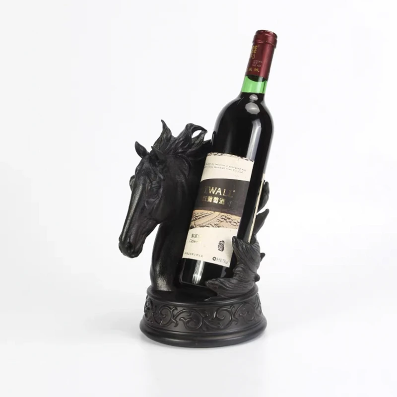 

Home Bar Kitchen Storage Organizer Steed Wine Bottle Holder Figurines European Creative Ornament Animal Wine Rack