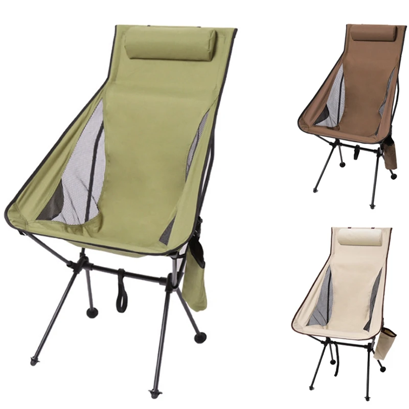 

Outdoor Camping Chair Ultralight Folding Moon Chairs Aluminiu Alloy Fishing Chair For Picnic BBQ Beach
