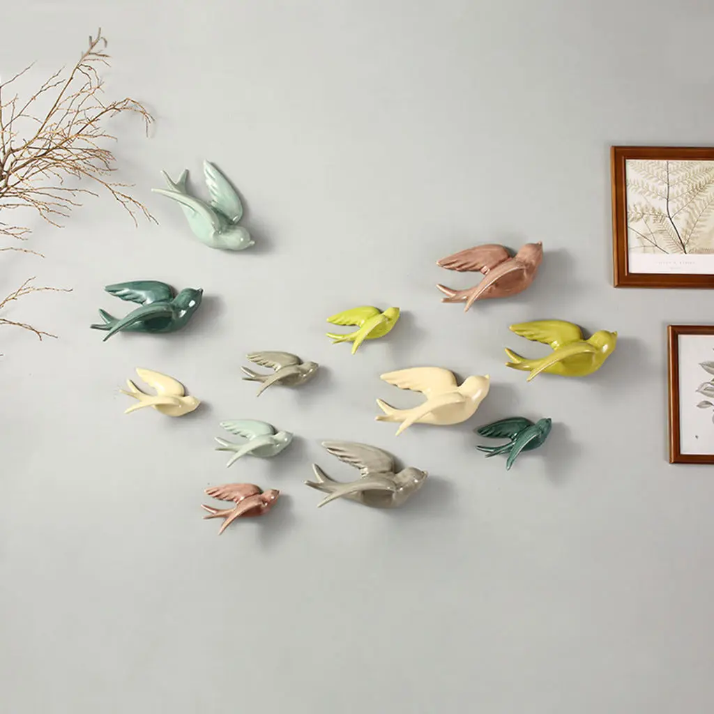 

1 шт. 3D керамические фрески в виде птиц, настенная подвесная скульптура, европейские украшения, ремесла, украшения для дома, гостиной