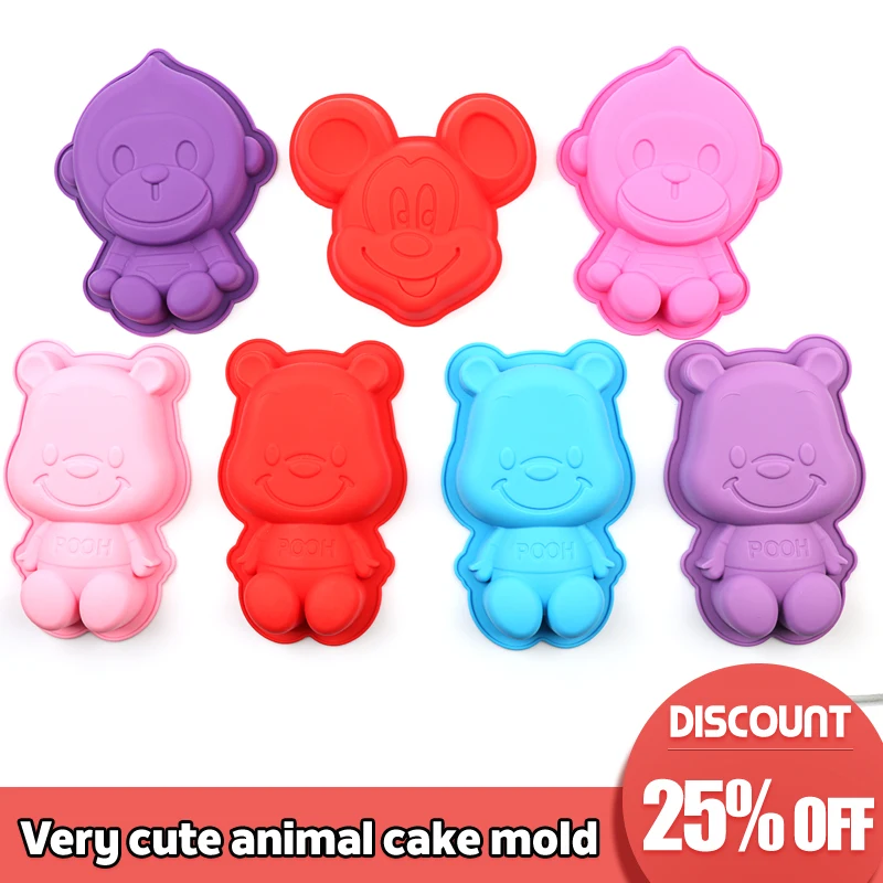Силиконовая чашка форма для торта 3d формы медведя животных Инструменты выпечки