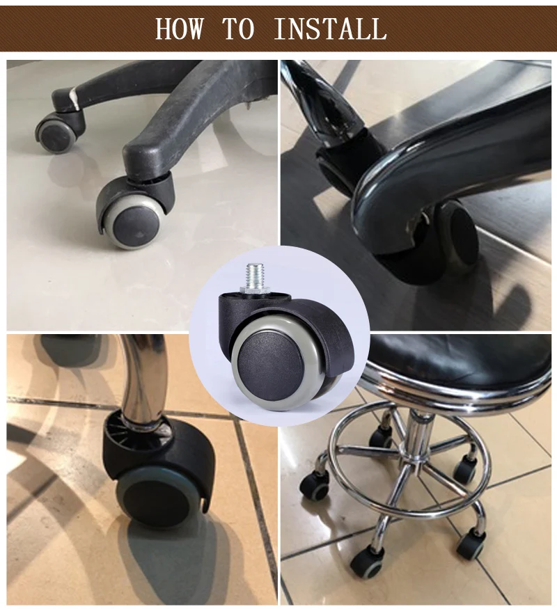 5Pieces 2Pcs Office Chair Wheel Caster 2 inch Swivel Castor 360 Degree Rotatable Roller Furniture Replaced Wheels Rubber Protec |