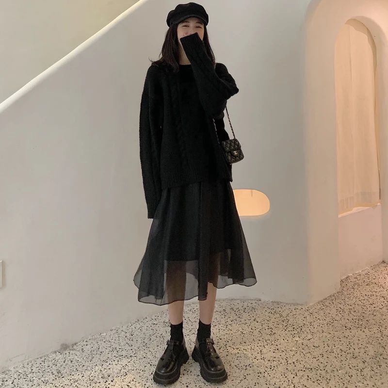 Женские юбки в японском стиле Harajuku Ulzzang Повседневная Свободная сетчатая юбка