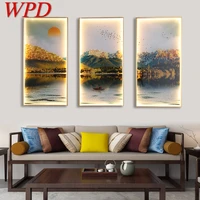 wpd wall sconces lights contemporary three pieces suit lamps landscape painting led creative for home