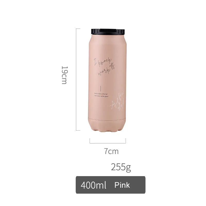 Pink Бутылка для Кока-колбы, вакуумная колба для кофе, термос из нержавеющей стали, посуда для напитков, портативная креативная Термокружка 400 мл - Цвет: Pink