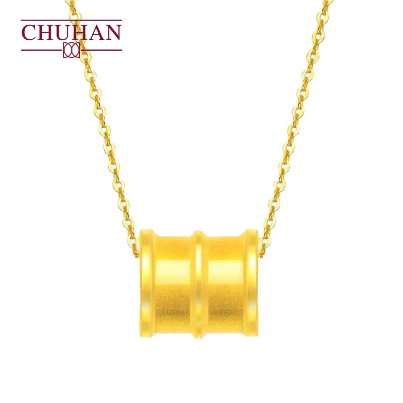 

CHUHAN 999 Pure Gold Pendant Necklace 18K Gold Clavicle Chain Au750 Female Genuine Real Gold Simple Fashion Gift Fine Jewelry